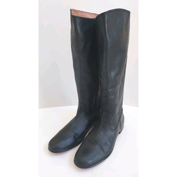 Ladies Kenneth Cole Black Leather Elastic Side Zip Tall Riding Boots Size 10/11 - Picture 1 of 12